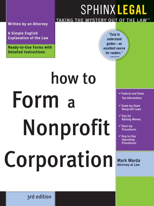 Title details for How to Form a Nonprofit Corporation, 3E by Mark Warda - Available